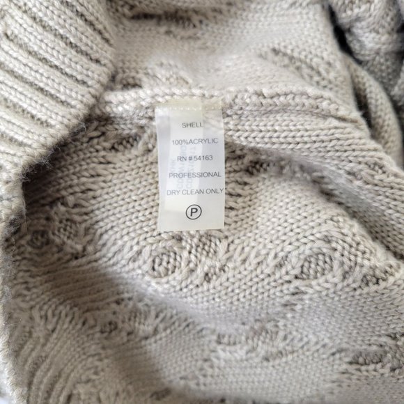 Calvin Klein Cable Knit Shawl Collar Sweater Dress with Leather Buckle Accent - Picture 3 of 5